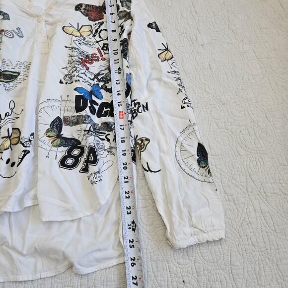 Desigual Graphic Top Long-Sleeved Tunic Boho Euro - Small - Picture 5 of 5